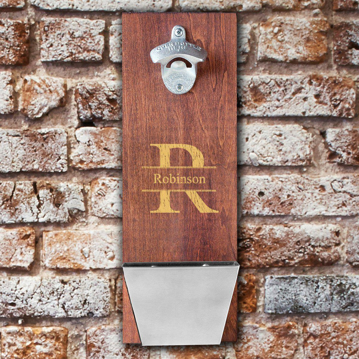 Personalized Wood Wall Mounted Bottle Opener