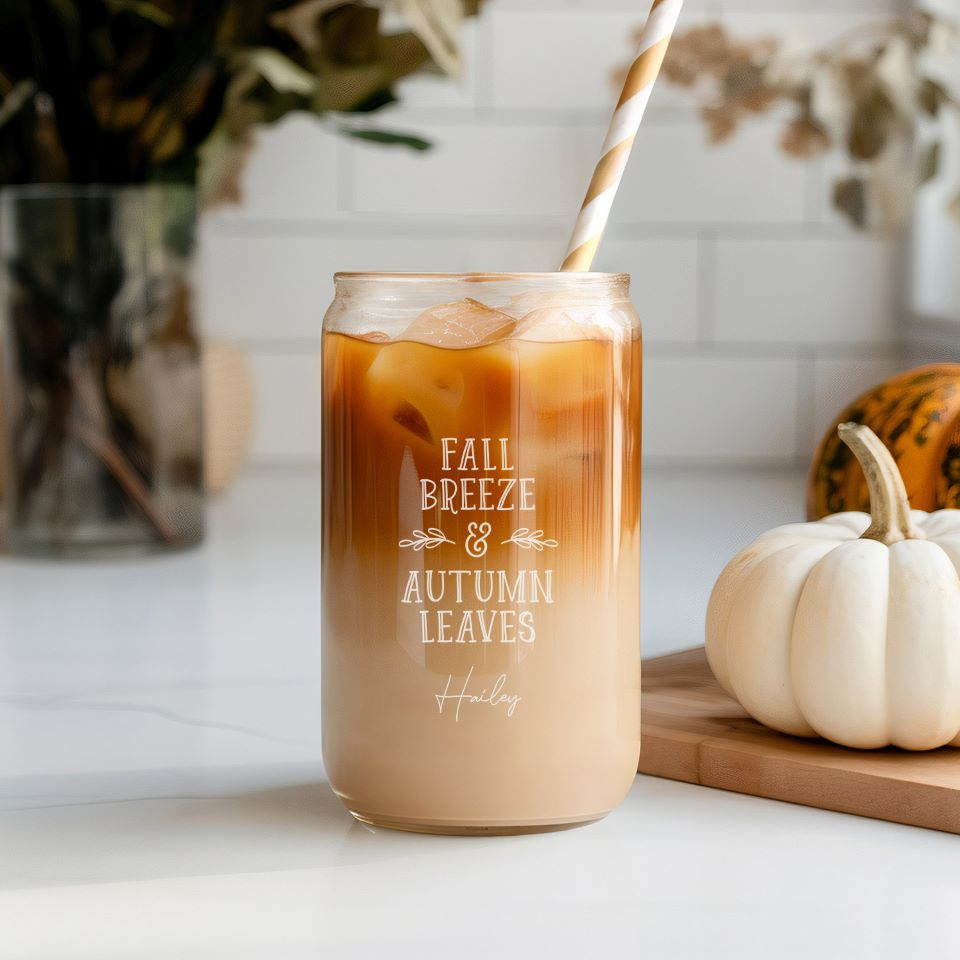 Personalized Fall Glass Can - 16oz