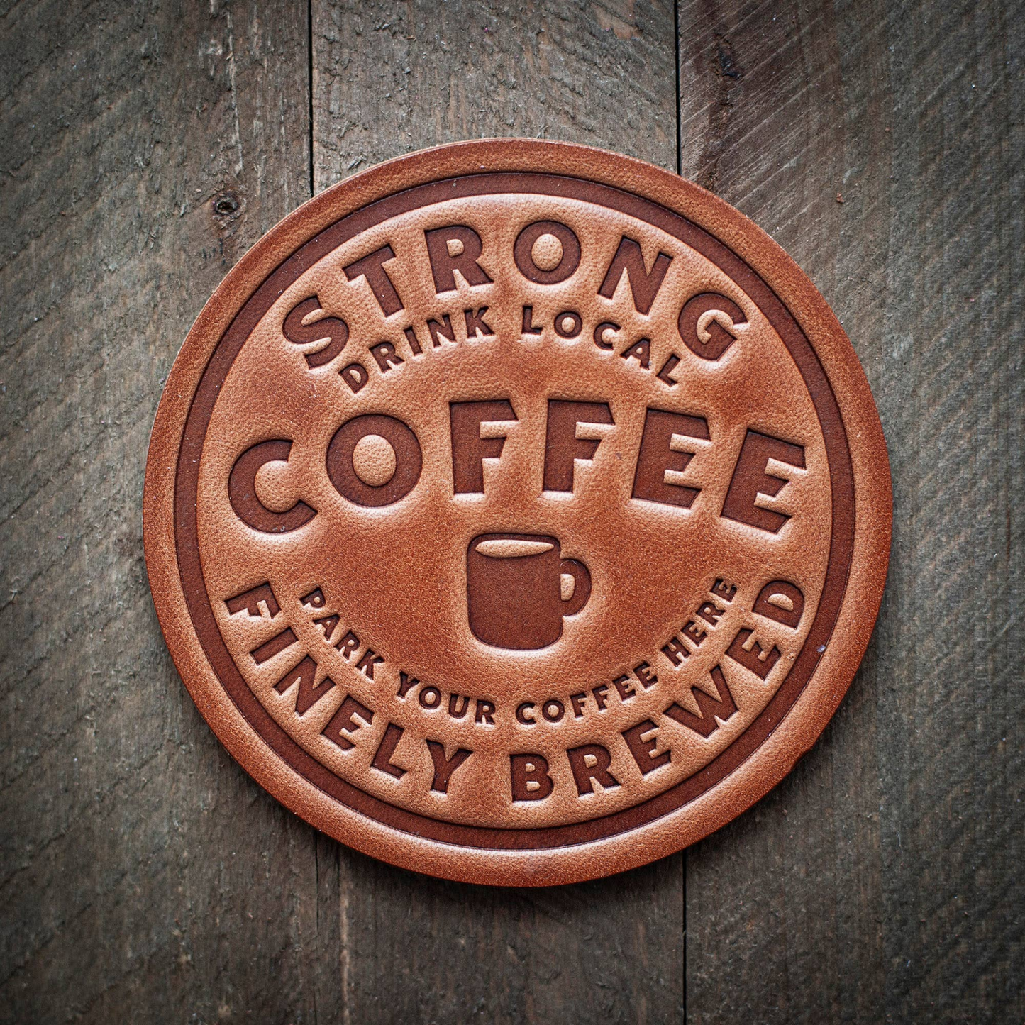 Strong Coffee Leather Coaster